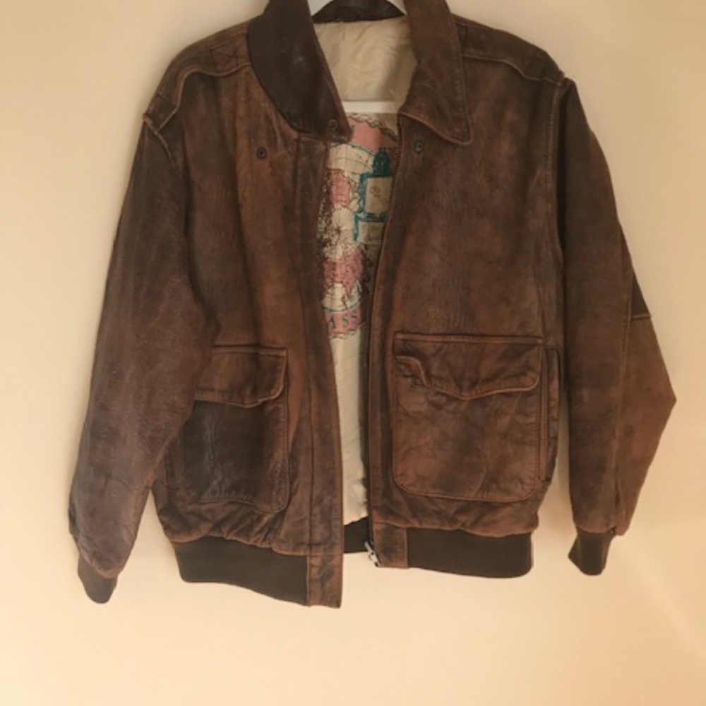Distressed colored Brown Leather Jacket